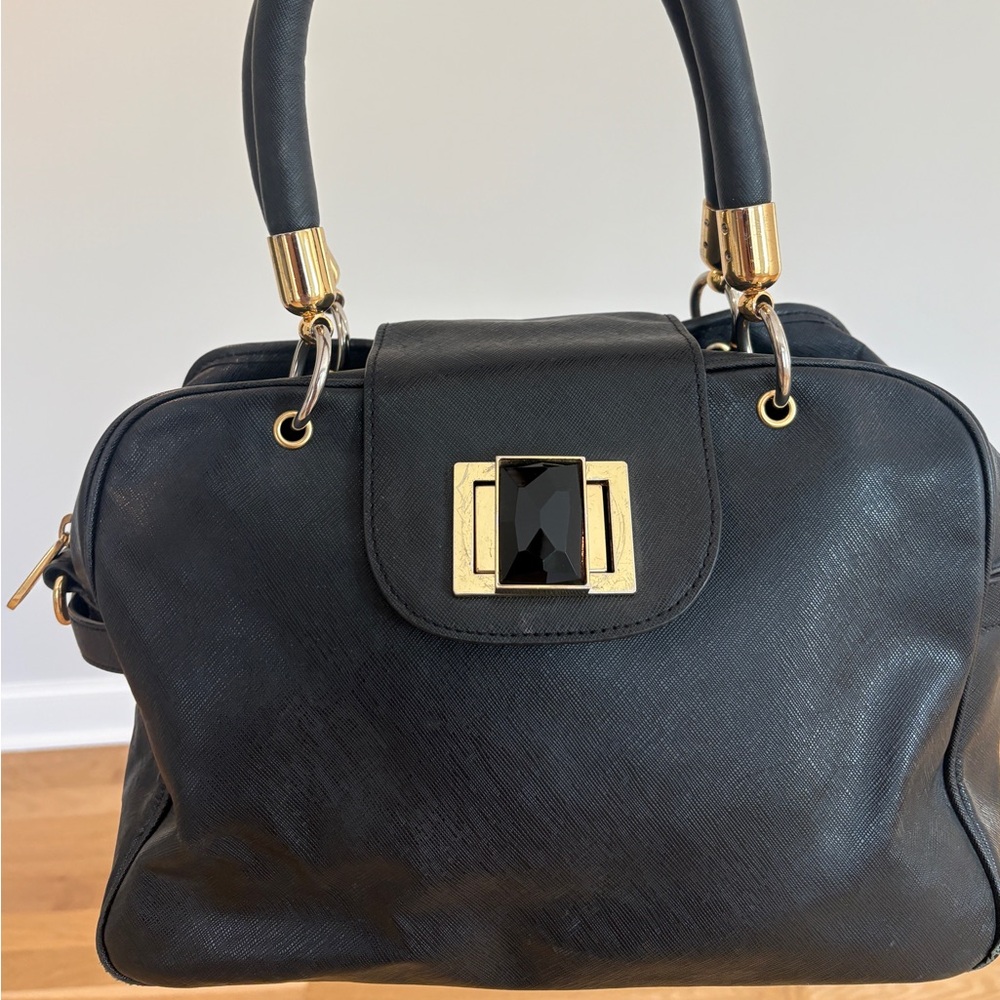 Badgley Mischka Bag, Black Saffiano Leather